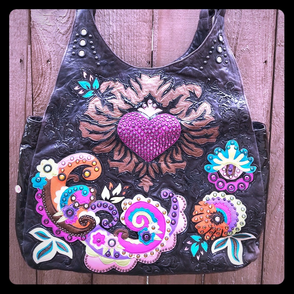GORGEOUS Kippy’s “Heart and Weed,” Leather Tote